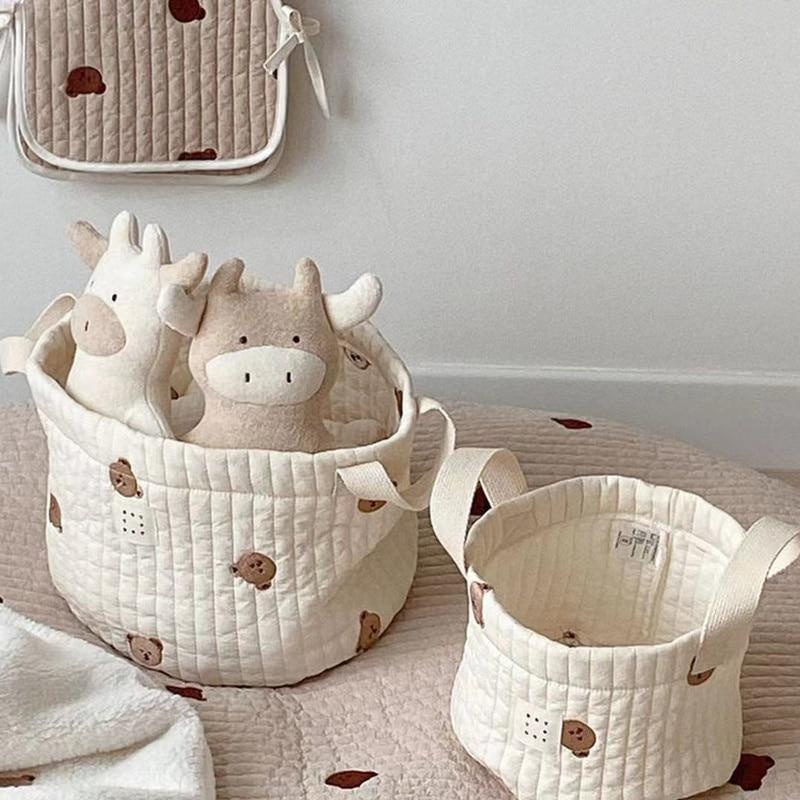 Baby Clothing Hamper - Cute Bear Embroidery Diaper Bag Nappy