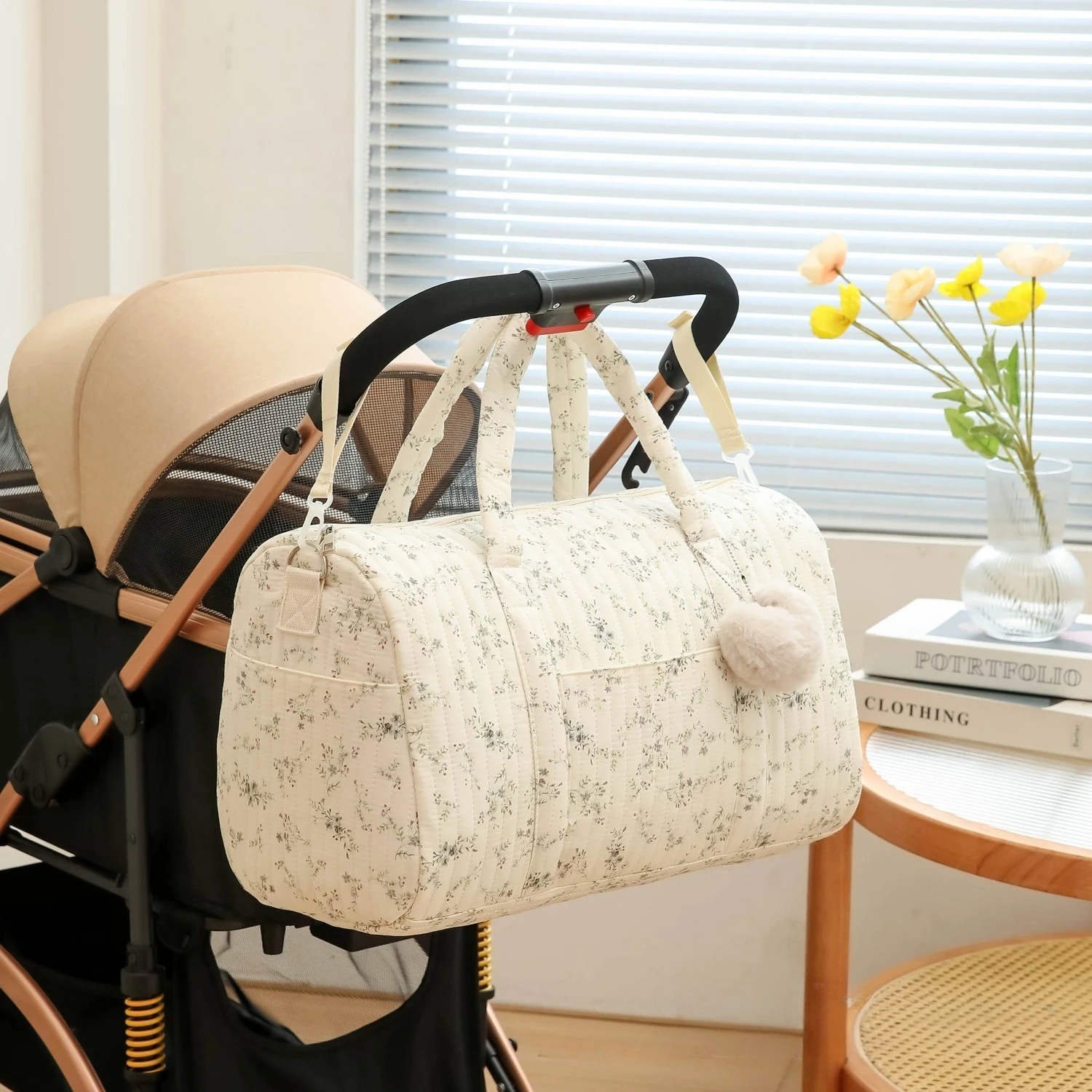 Embroidery Floral Mommy Bag La - Baby Clothing Hamper review and price