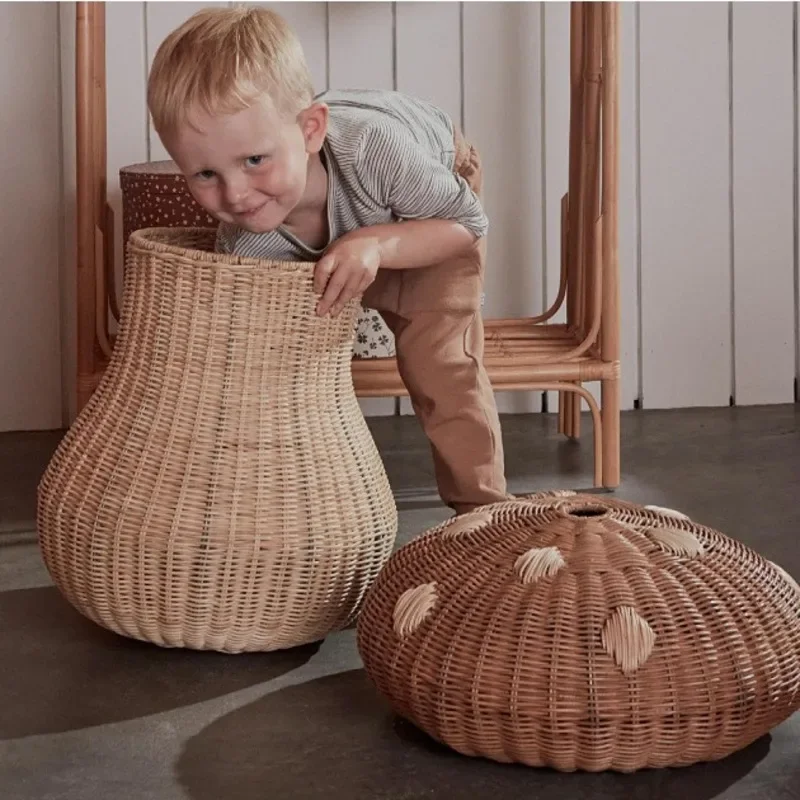Nordic Wind Rattan Woven Mushr - Baby Clothing Hamper review and price